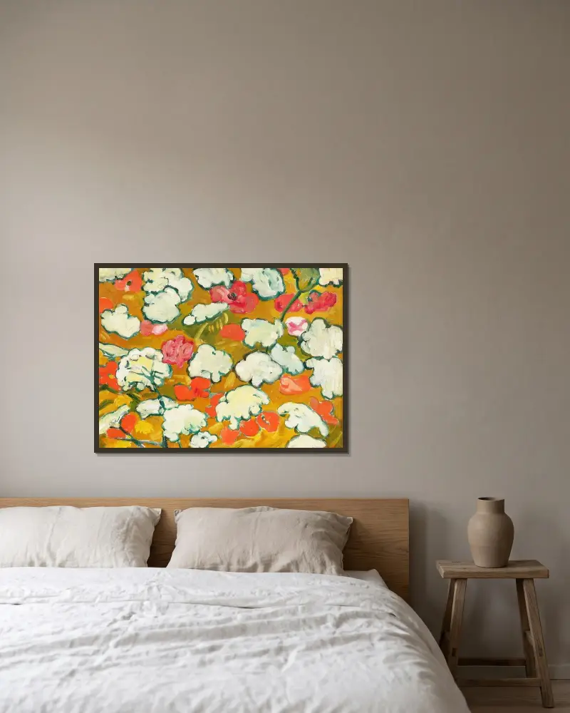 Vallmo och vita blommor av Louis Valtat inramad på en vägg