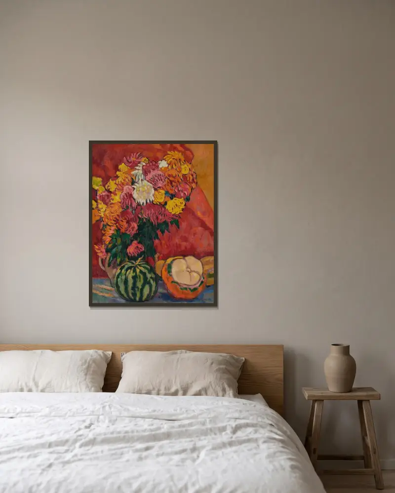 Dahlias et coloquintes av Louis Valtat inramad på en vägg