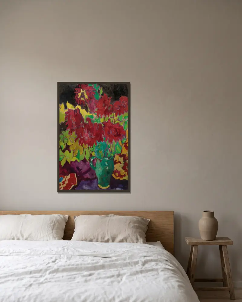 Dahlias av Louis Valtat inramad på en vägg