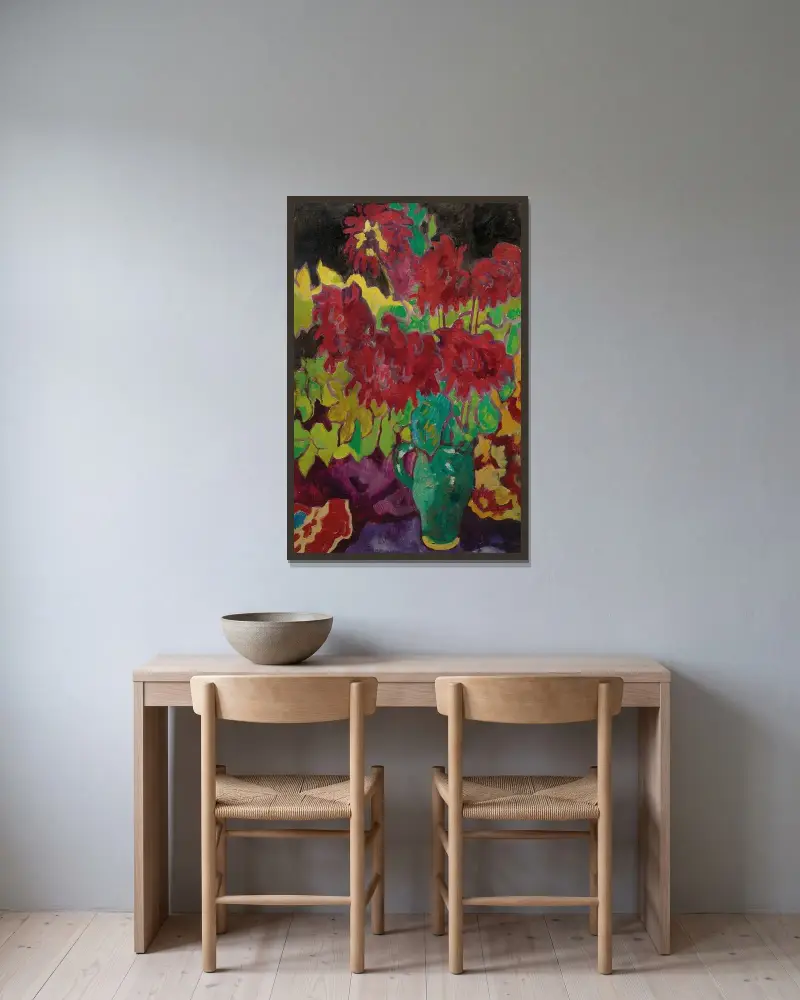 Dahlias av Louis Valtat inramad på en vägg