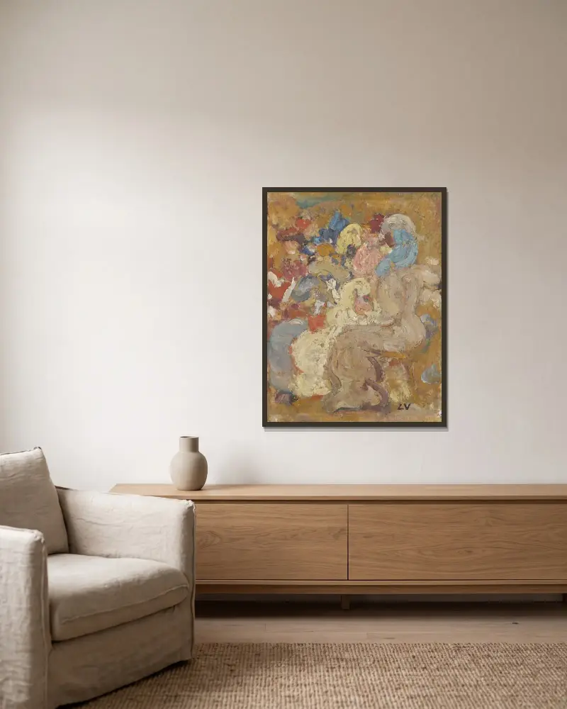 Eleganta damer i skogen av Louis Valtat inramad på en vägg