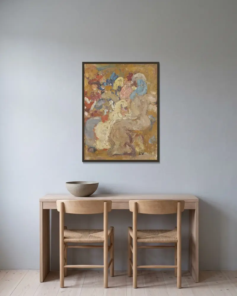 Eleganta damer i skogen av Louis Valtat inramad på en vägg
