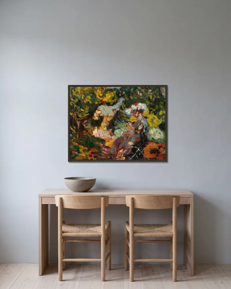 Kvinnor i landskap av Louis Valtat inramad på en vägg