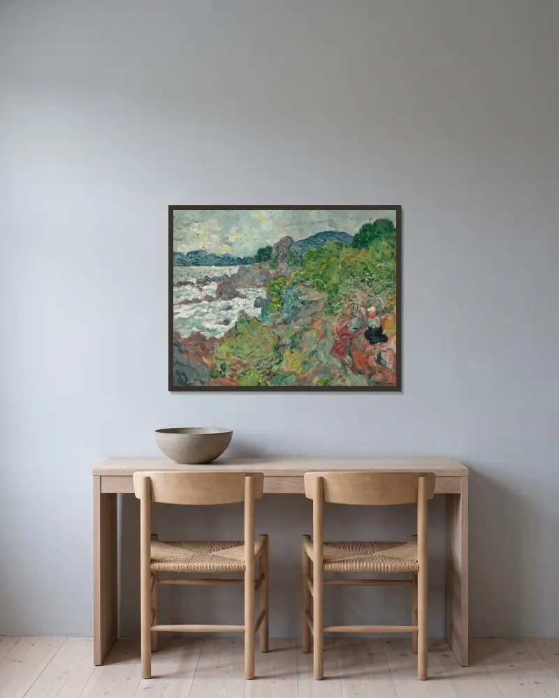 Kvinnor på klipporna vid Anthéor av Louis Valtat inramad på en vägg