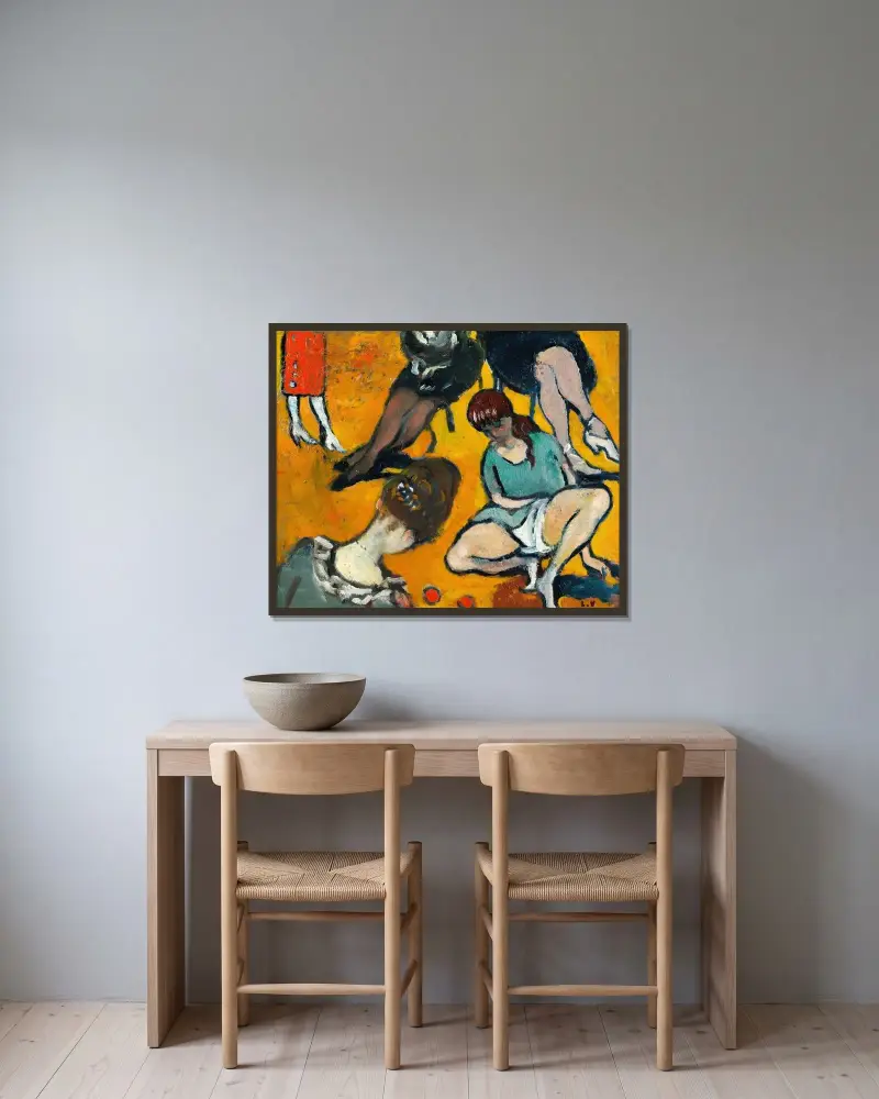 Flicka som leker i skogen av Louis Valtat inramad på en vägg