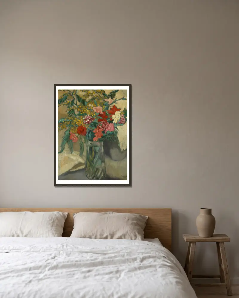 Fleurs dans un vase av Louis Valtat inramad på en vägg