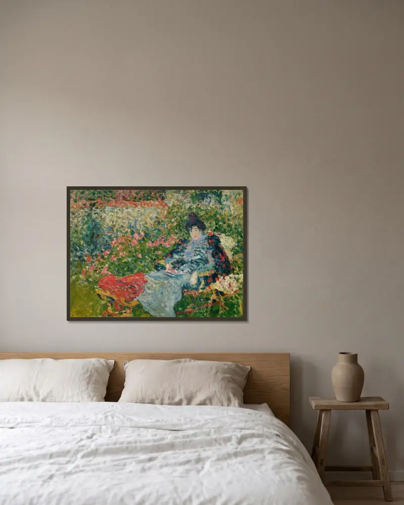 Gabrielle Valtat au jardin av Louis Valtat inramad på en vägg