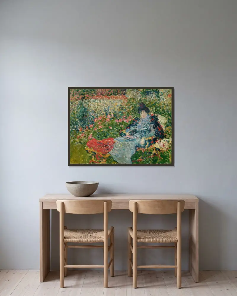 Gabrielle Valtat au jardin av Louis Valtat inramad på en vägg
