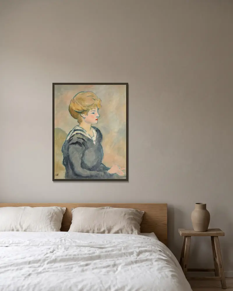 Ung kvinna i marintröja av Louis Valtat inramad på en vägg