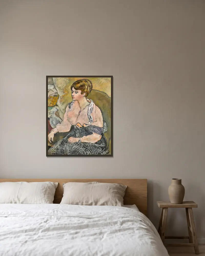 Junge Frau in rosa Bluse von Louis Valtat gerahmt an einer Wand