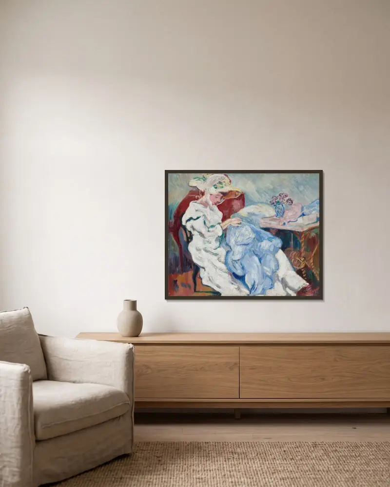 La Couture av Louis Valtat inramad på en vägg