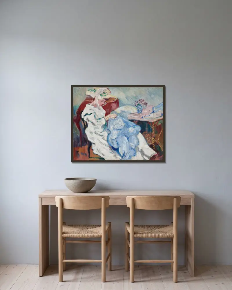 La Couture av Louis Valtat inramad på en vägg