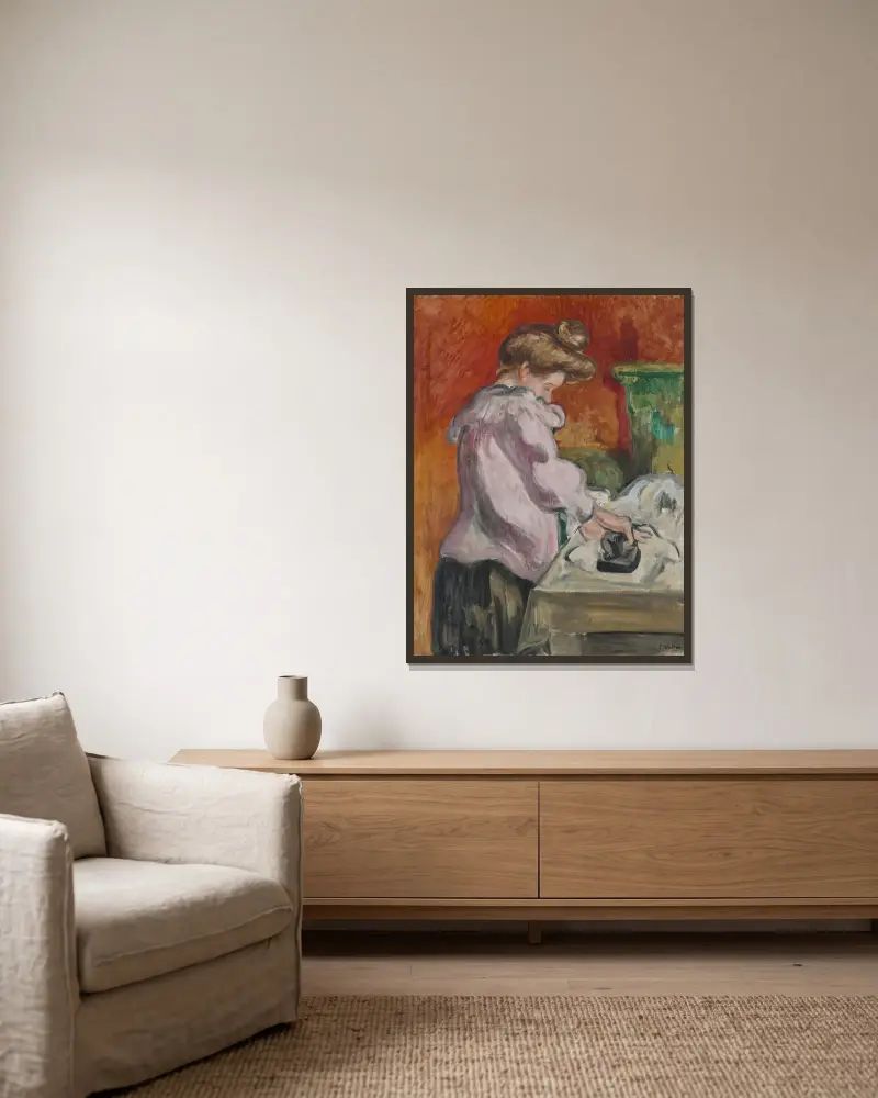 Die Büglerin von Louis Valtat gerahmt an einer Wand