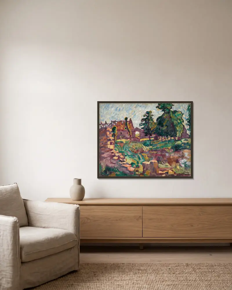 L’Abbaye en Normandie av Louis Valtat inramad på en vägg