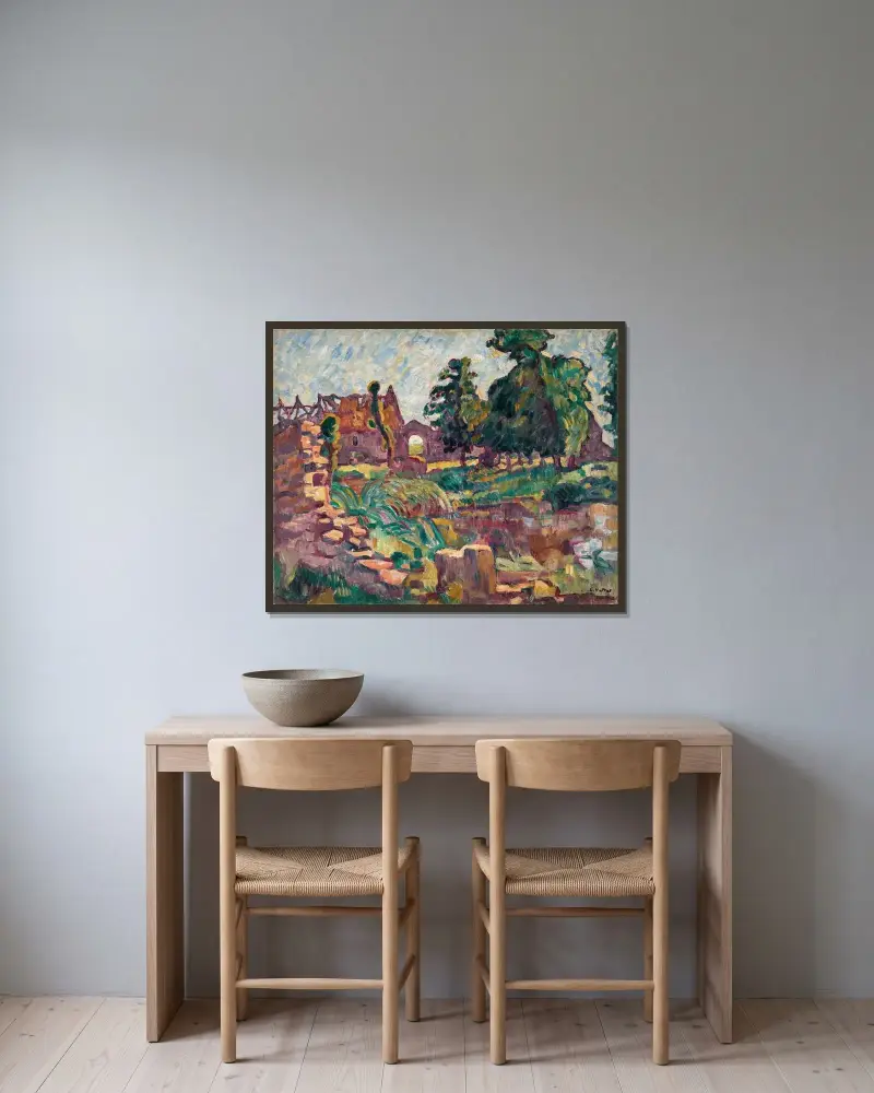 L’Abbaye en Normandie av Louis Valtat inramad på en vägg