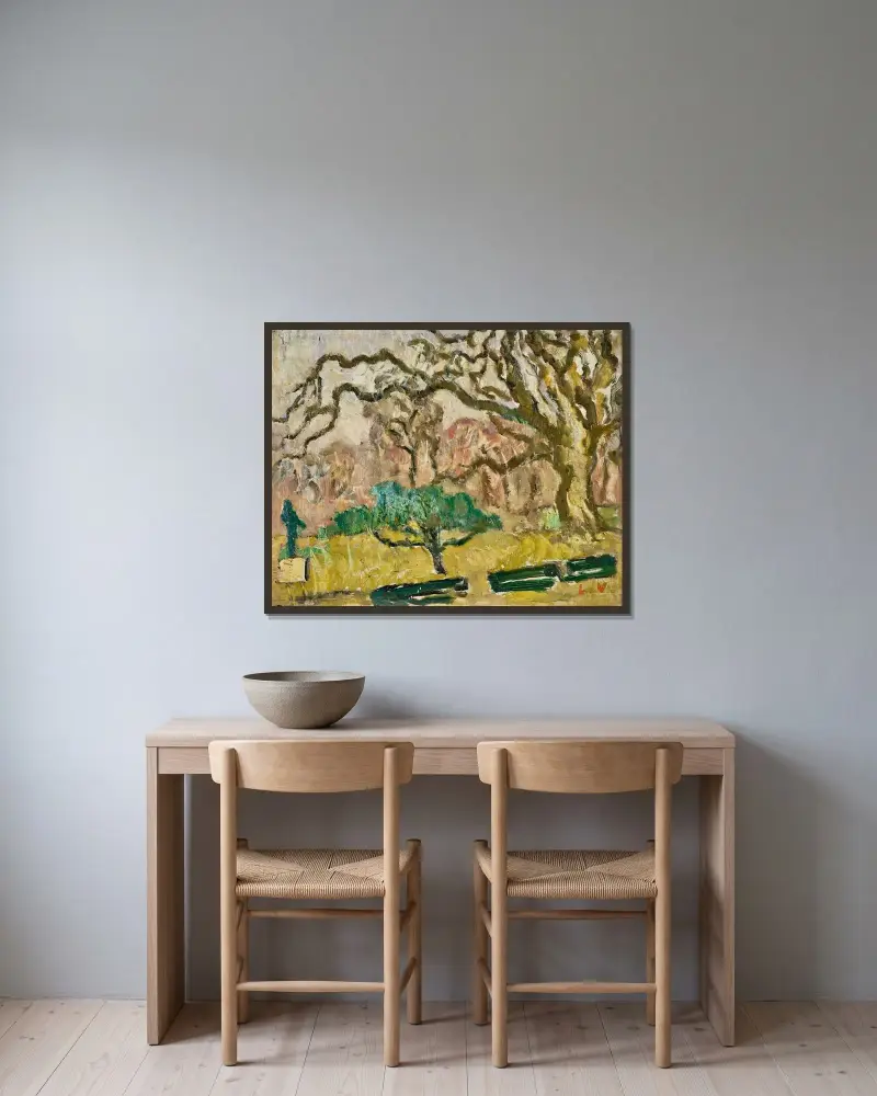 Det gröna trädet och den stora eken av Louis Valtat inramad på en vägg