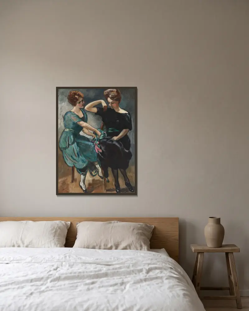 De två systrarna av Louis Valtat inramad på en vägg