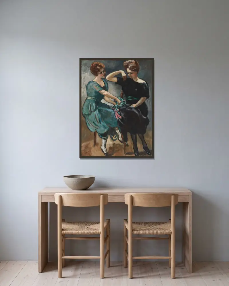 De två systrarna av Louis Valtat inramad på en vägg