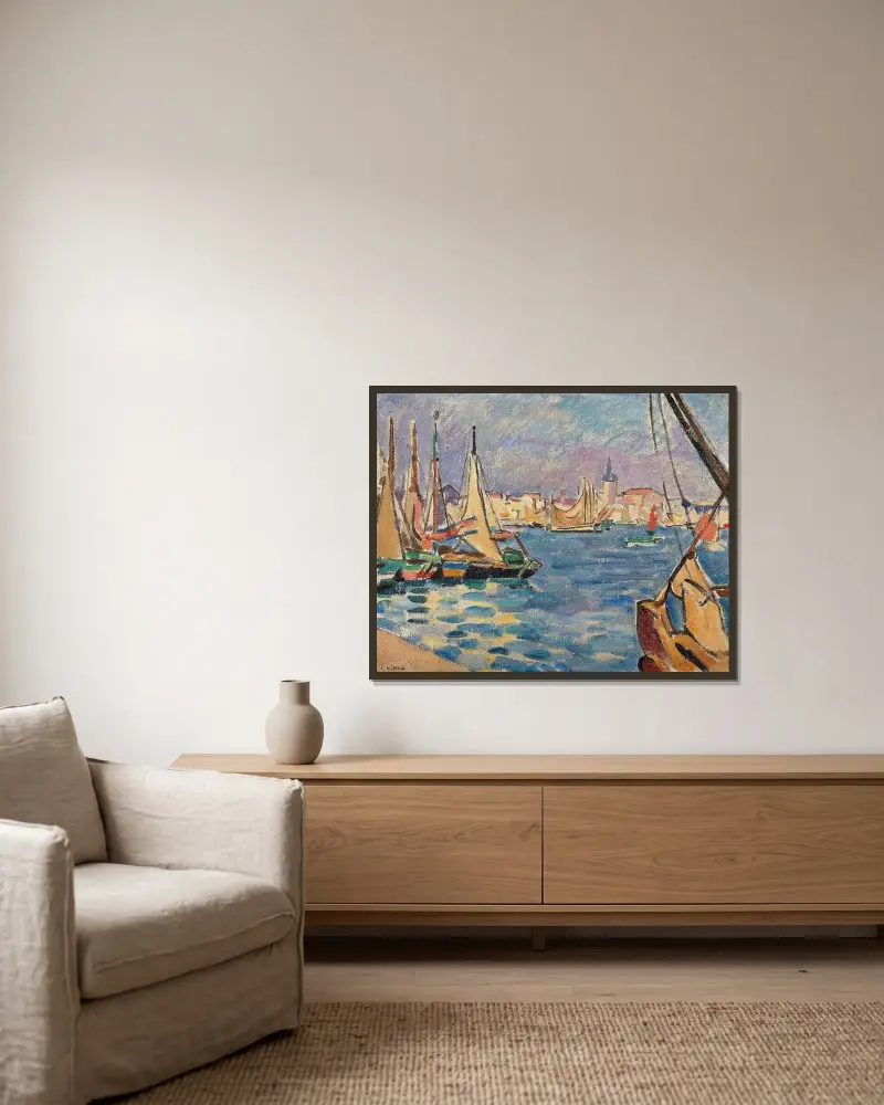 Les Sables d’Olonne av Louis Valtat inramad på en vägg