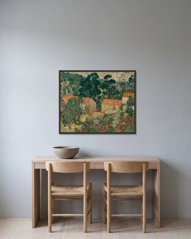 Hus i Midi av Louis Valtat inramad på en vägg