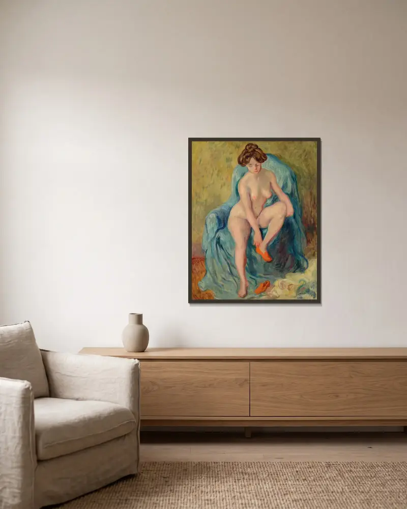 Nu aux chaussons rouges av Louis Valtat inramad på en vägg