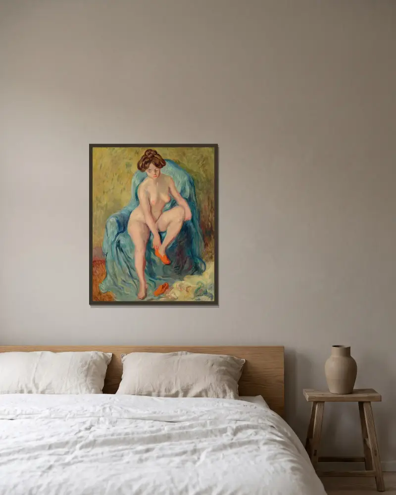 Nu aux chaussons rouges av Louis Valtat inramad på en vägg