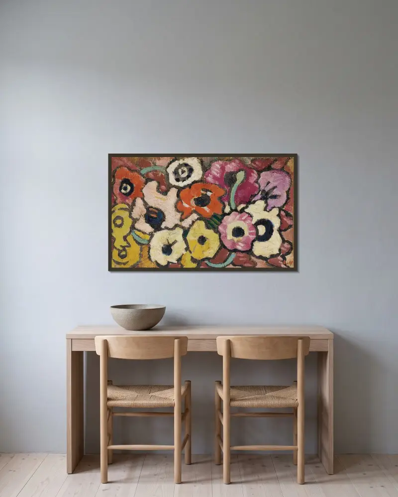 Panel med anemoner av Louis Valtat inramad på en vägg