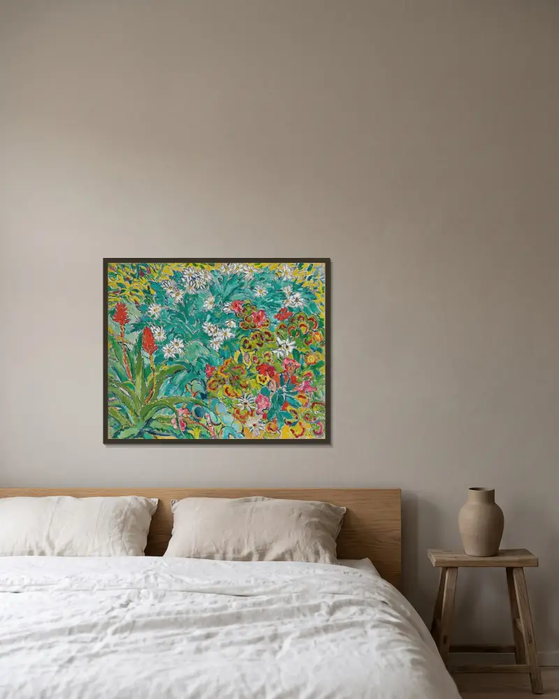 Blomsterrabatt av Louis Valtat inramad på en vägg