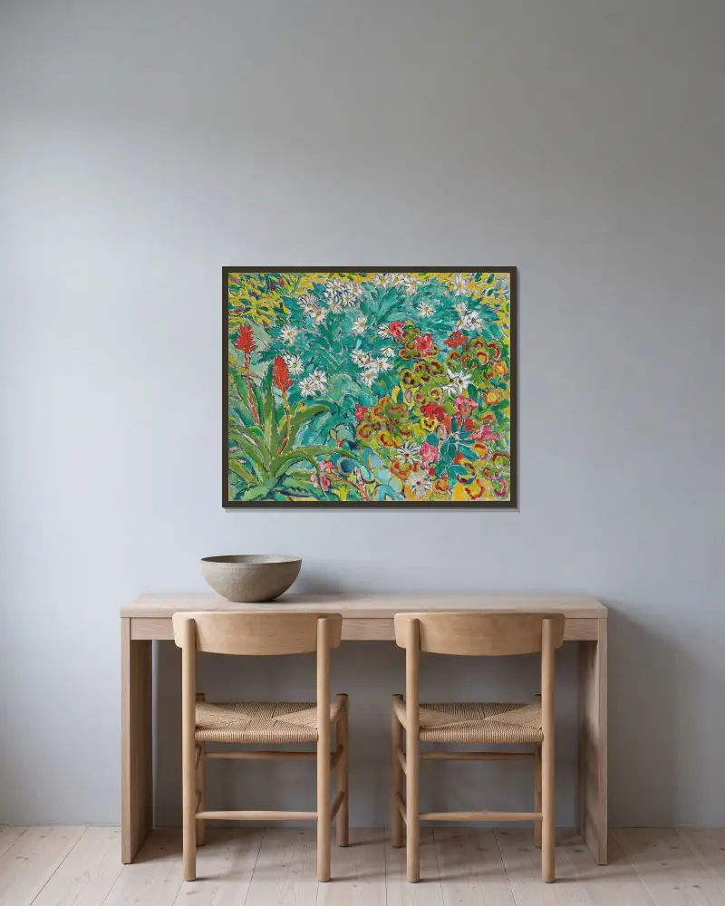 Blomsterrabatt av Louis Valtat inramad på en vägg