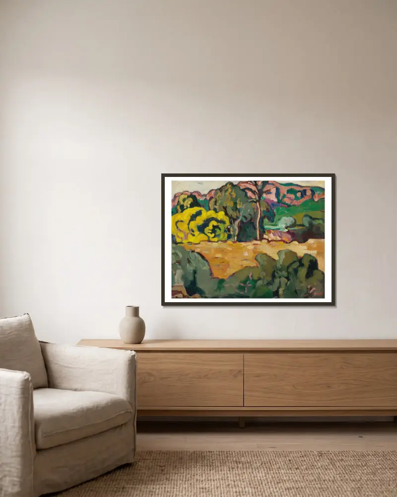 Paysage du midi aux palmier av Louis Valtat inramad på en vägg