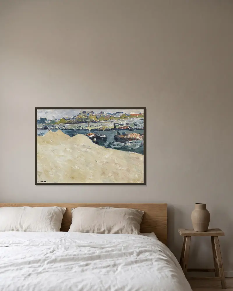Sablières sur les quais de la Seine à Paris av Louis Valtat inramad på en vägg