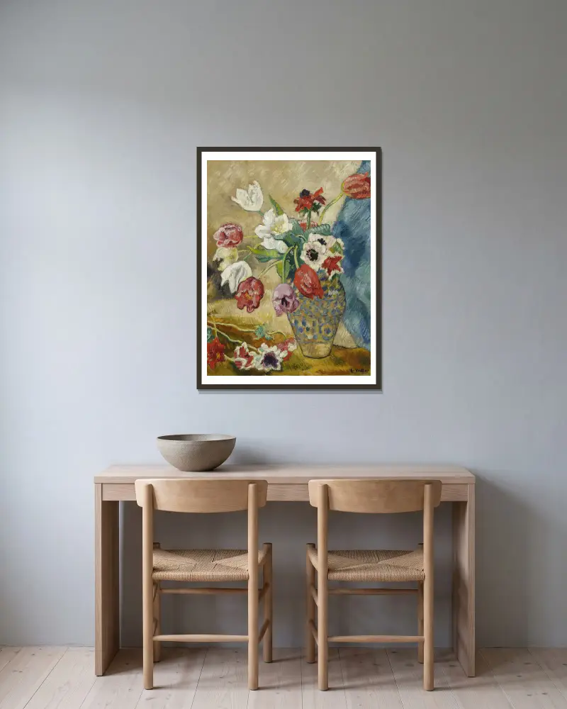 Tulipes et anemones av Louis Valtat inramad på en vägg