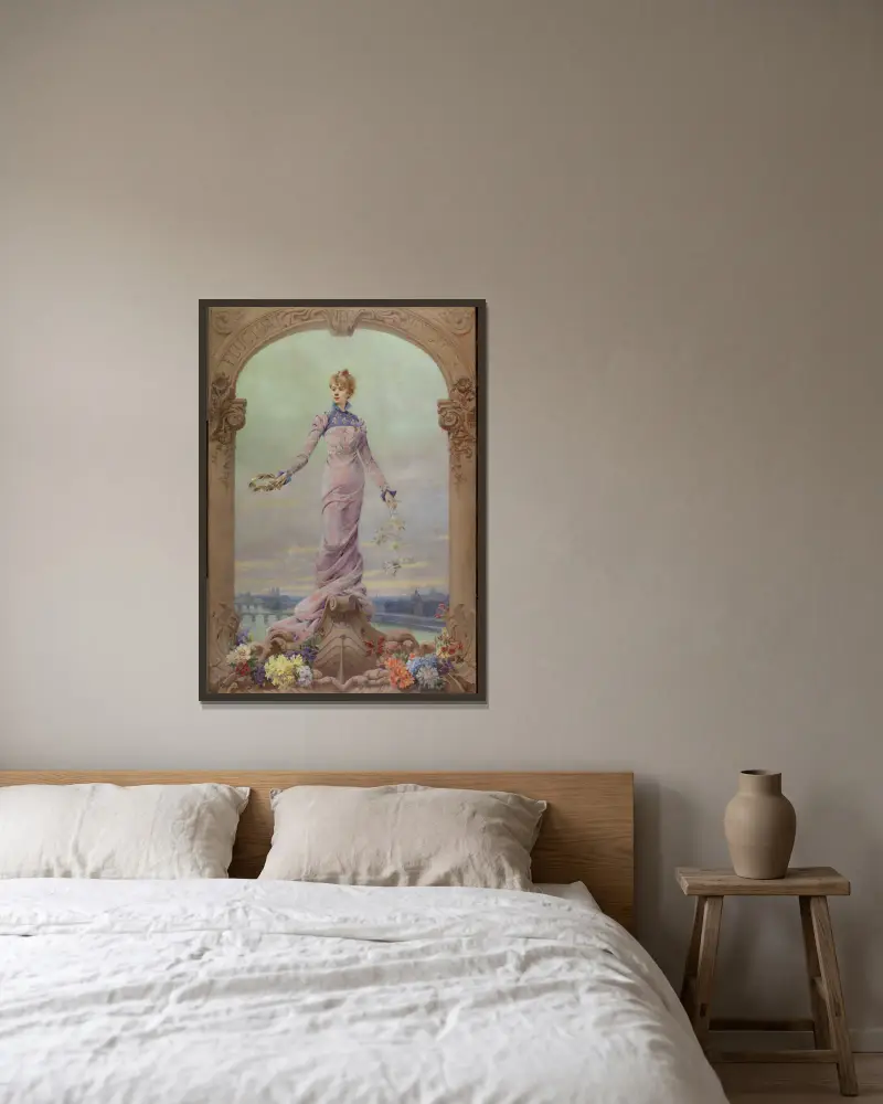Allégorie de la Ville de Paris av Louise Abbéma inramad på en vägg