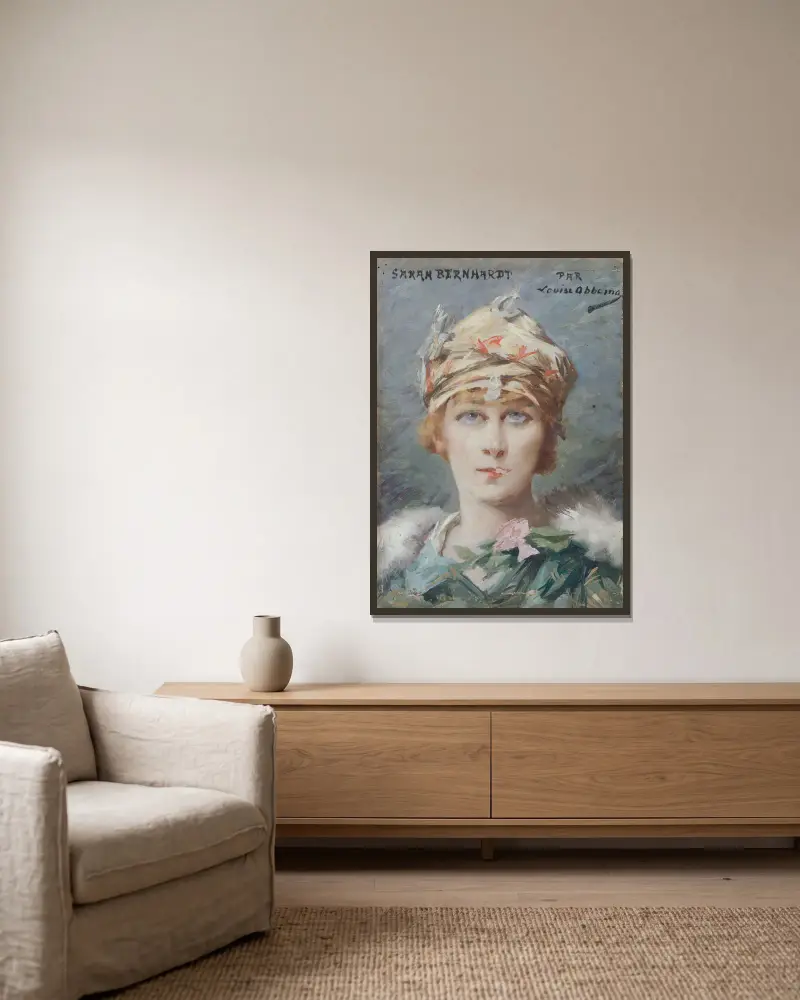 Portrait de Sarah Bernhardt (1844-1923), dans le rôle d’Adrienne Lecouvreur av Louise Abbéma inramad på en vägg