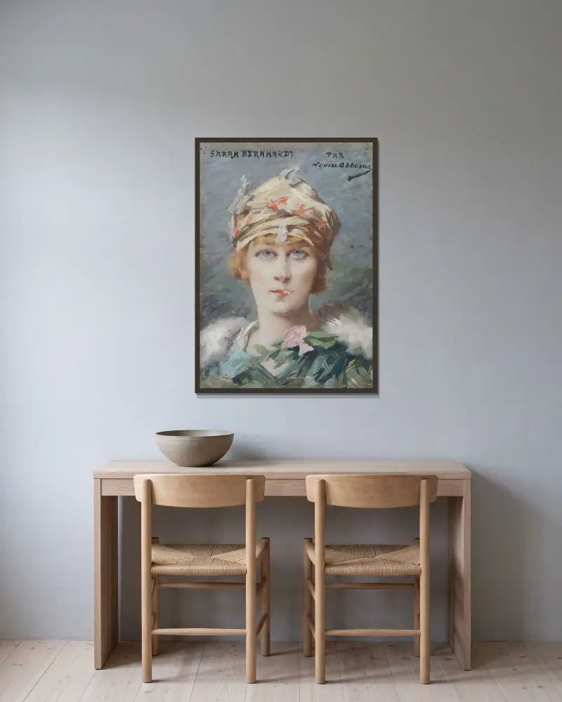 Portrait de Sarah Bernhardt (1844-1923), dans le rôle d’Adrienne Lecouvreur av Louise Abbéma inramad på en vägg