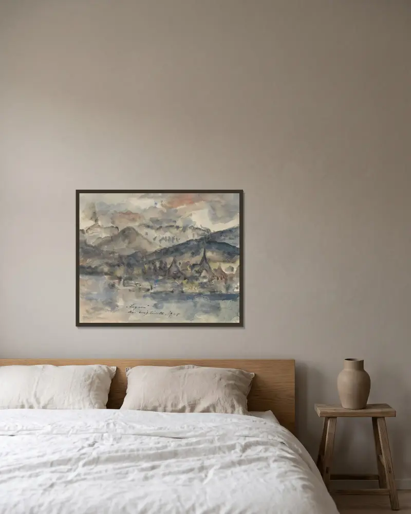 Vy över Luzern av Lovis Corinth inramad på en vägg