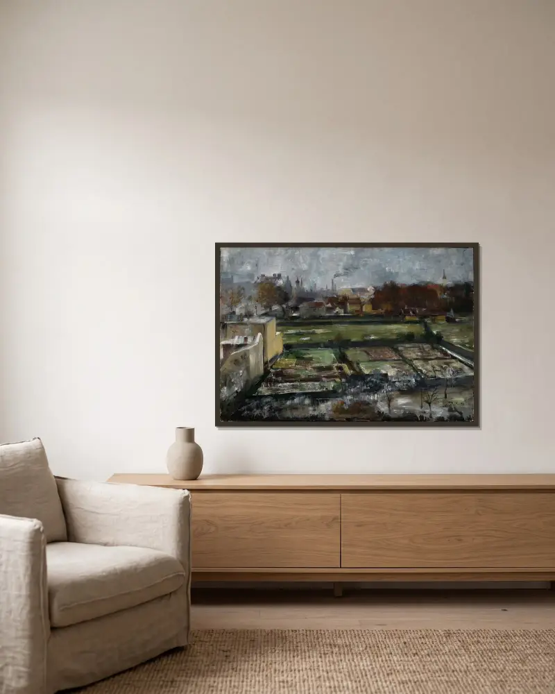 Utsikt från Münchenateljén av Lovis Corinth inramad på en vägg