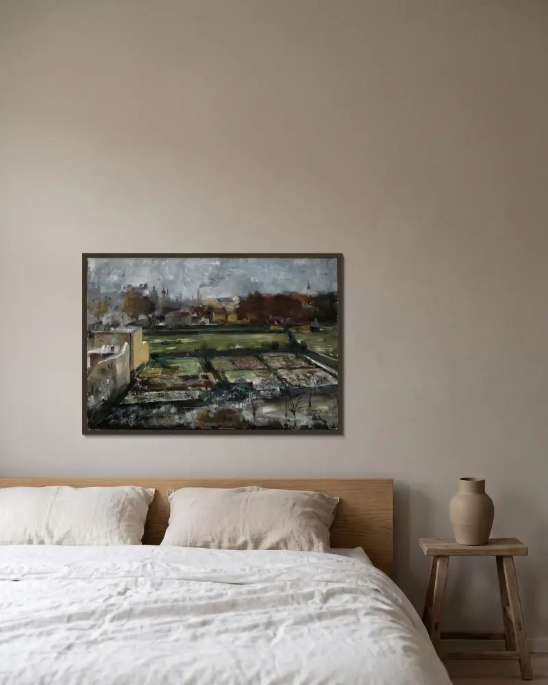 Utsikt från Münchenateljén av Lovis Corinth inramad på en vägg