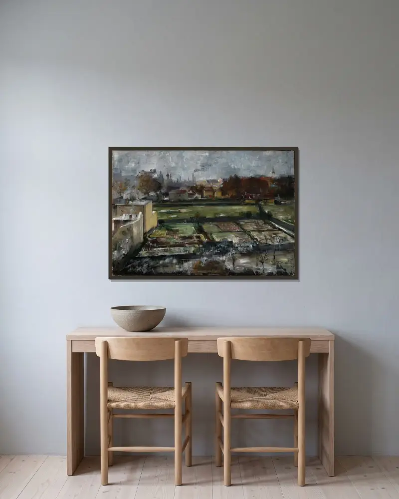 Utsikt från Münchenateljén av Lovis Corinth inramad på en vägg