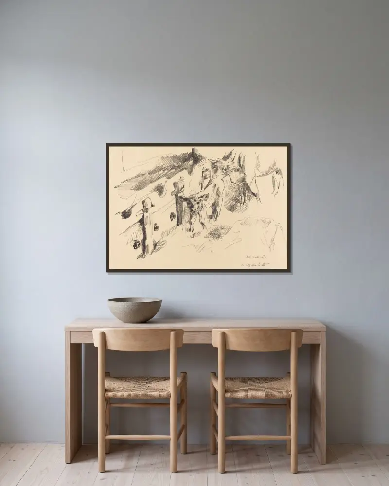 Kalvar av Lovis Corinth inramad på en vägg