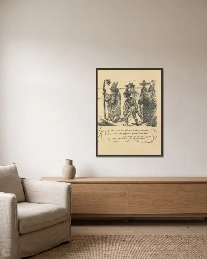 Das Leben des Götz von Berlichingen Pl.04 av Lovis Corinth inramad på en vägg