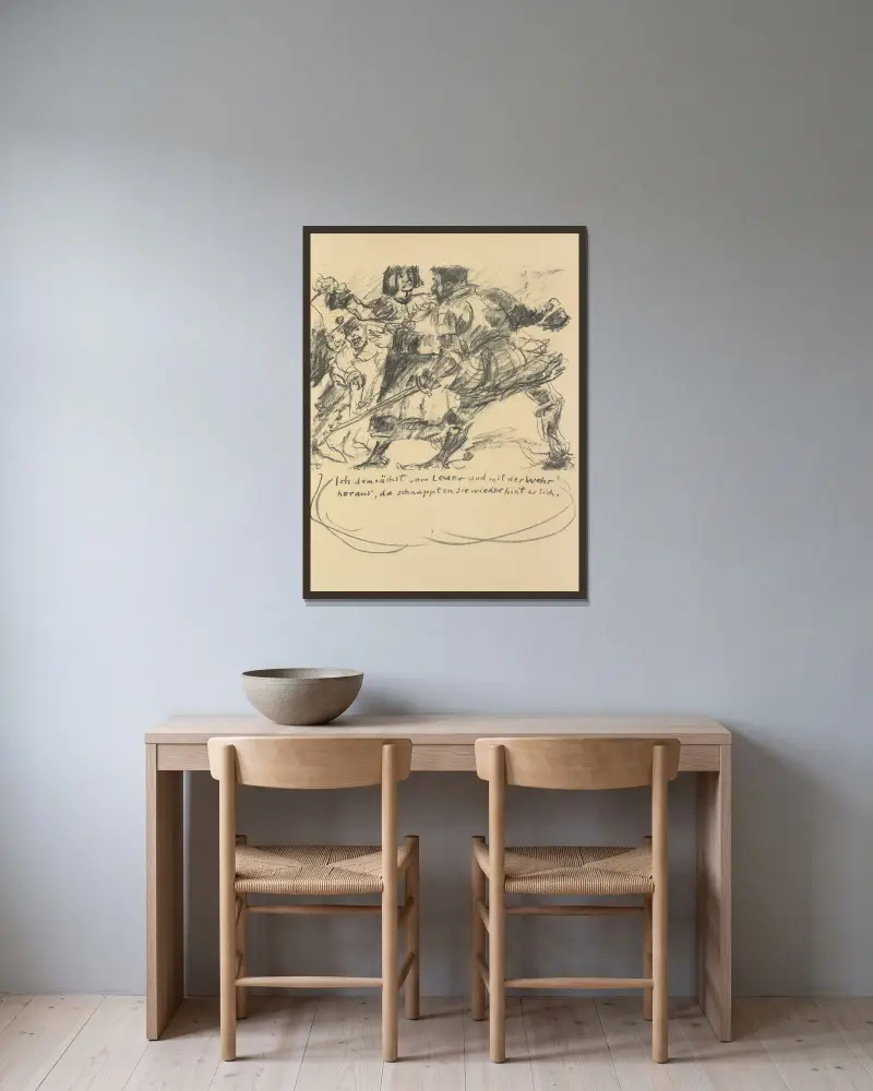 Das Leben des Götz von Berlichingen Pl.08 av Lovis Corinth inramad på en vägg
