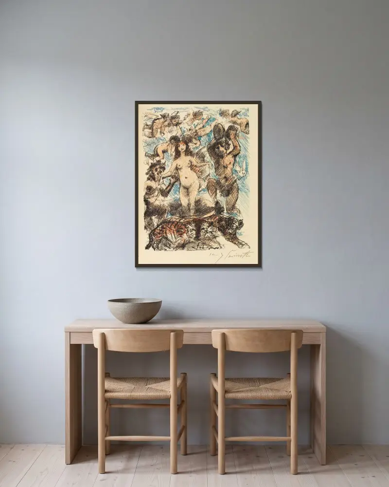 Venusvagnen av Lovis Corinth inramad på en vägg