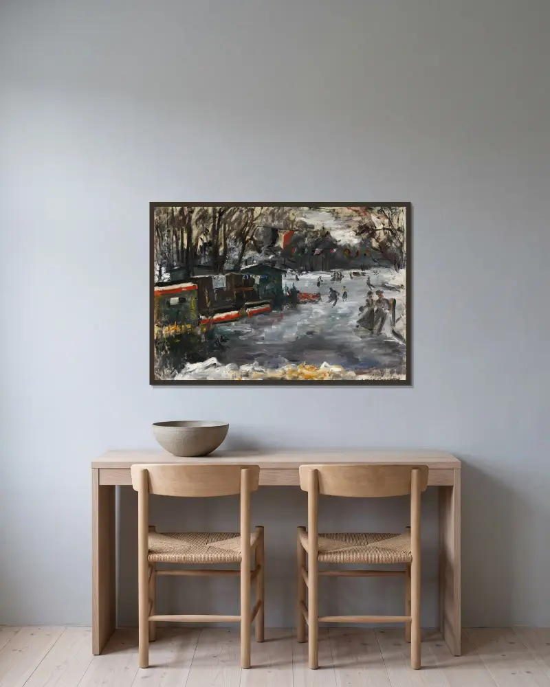 Bruslení v berlínském Tiergarten, Lovis Corinth v rámu na stěně