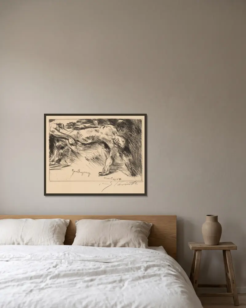 Gravläggningen av Lovis Corinth inramad på en vägg