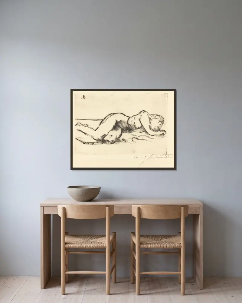 Kvinnlig nakenakt av Lovis Corinth inramad på en vägg