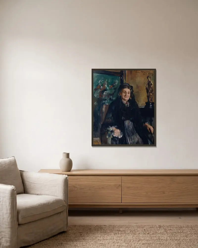 Fru Marie Moll av Lovis Corinth inramad på en vägg