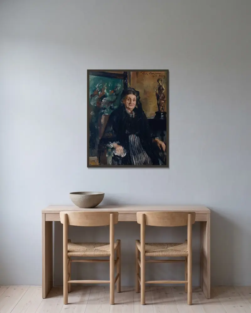Fru Marie Moll av Lovis Corinth inramad på en vägg