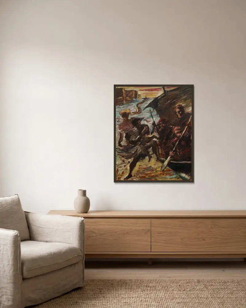 Kvinnorov av Lovis Corinth inramad på en vägg
