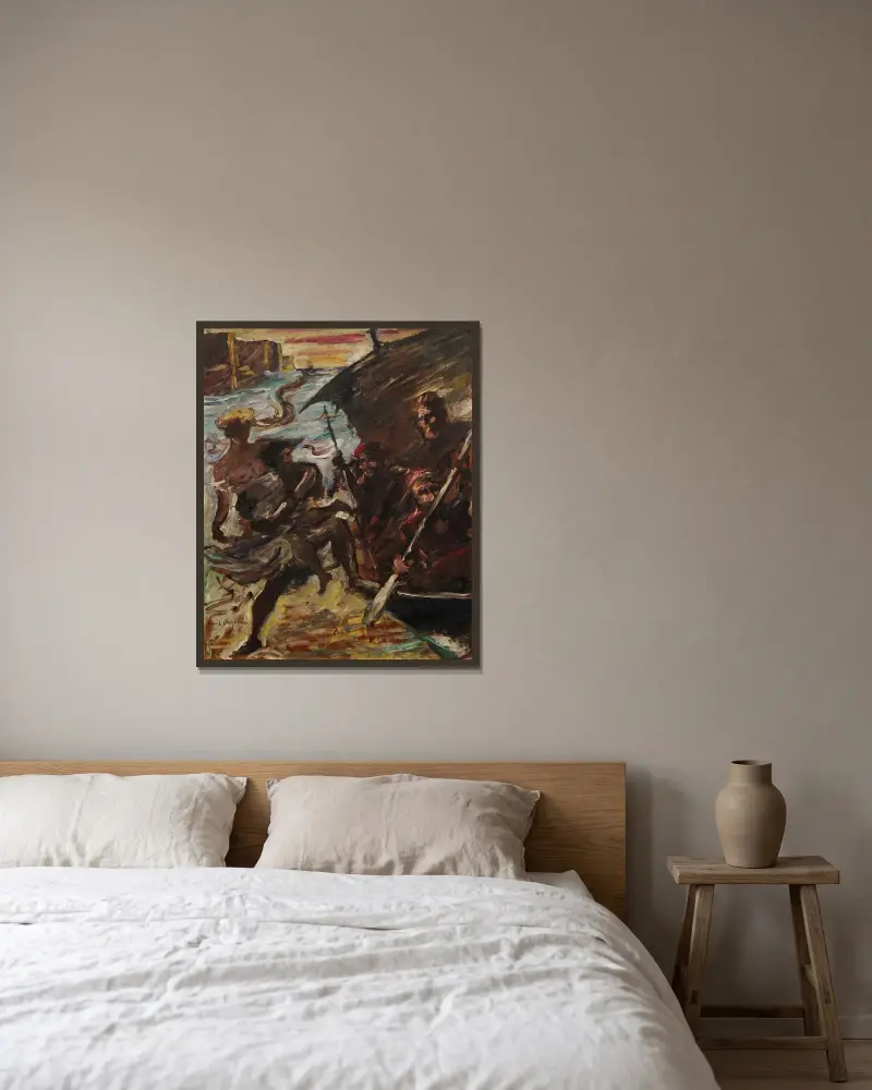 Kvinnorov av Lovis Corinth inramad på en vägg
